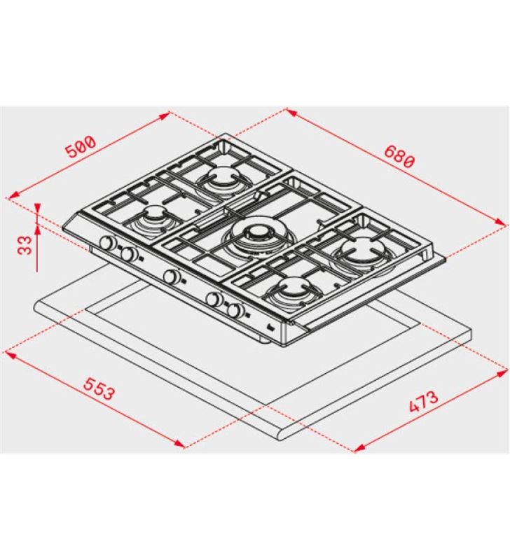 Teka 40212240 placa gas ex/70.1 5gaialdrci 5f 68cm nat - 33345838_7909544653