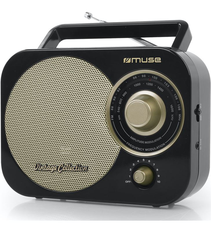 Descuento del día  Muse M-055 RB negro oro radio analógica fm/am