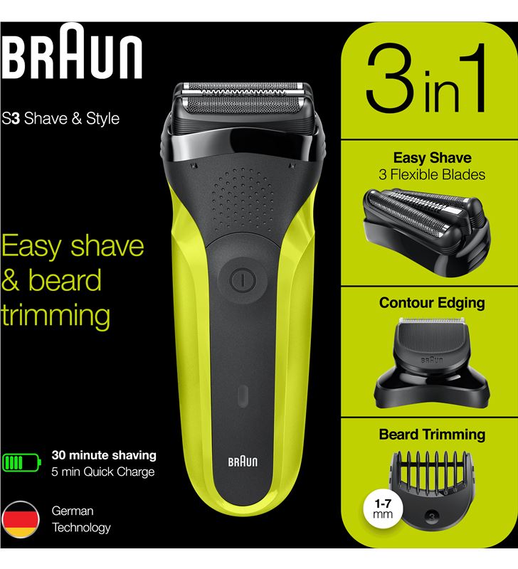 Braun 300BT afeitadora eléctrica series 3 shave & style 3 en 1 - 78273584_7456121152