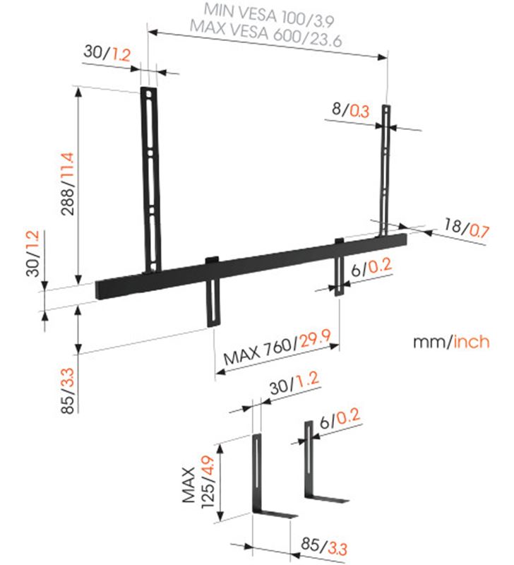 Vogels Sound 3550 Soporte Barra de Sonido Máx 6.5Kg