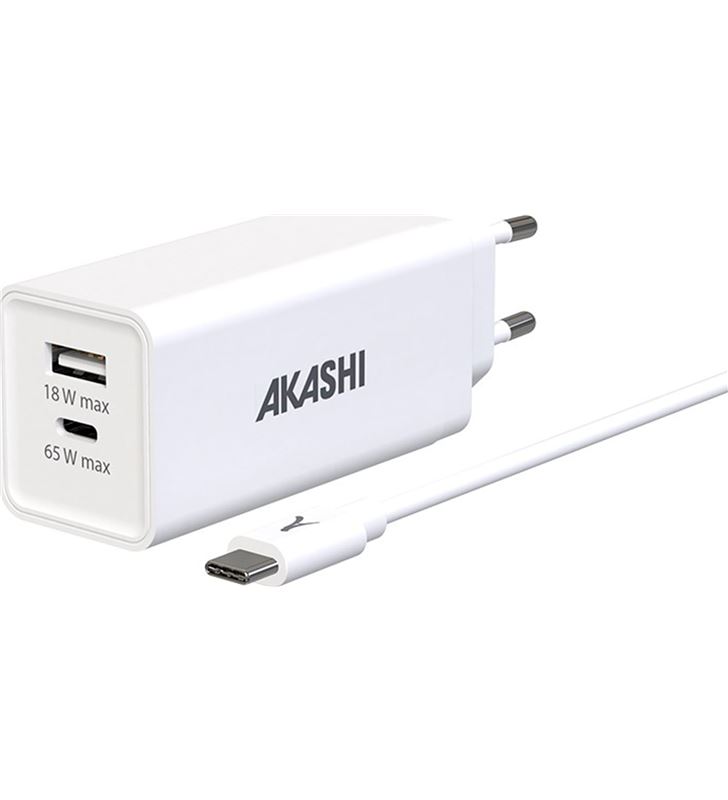 Akashi +26980 #14 altgan65w white / cargador para pared usb-c + usb-a 65+18w - +26980 #14