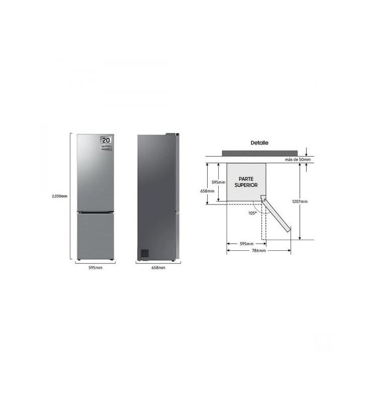 Samsung RB38C600CS9_EF frigo combi 203x59.5x65.8cm clase c libre instalacion inox